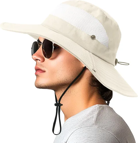 Vista 14 de PFFY Sun Beach Hats for Women Men UV Protection Wide Brim Foldable Fishing Sun Bucket Hat Outdoor Essentials