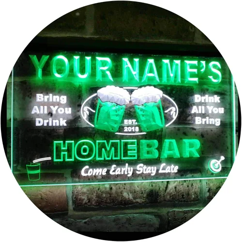 Vista 21 de Letrero luminoso Custom Home Bar Beer de neón; personalizado con nombre Blanco