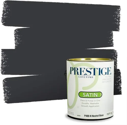 Vista 149 de PRESTIGE Pinturas Pintura Exterior e Imprimación en Uno, 1 Galón, Mate, Combinación Comparable de Sherwin Williams* Black Magic* SW6991-PCM