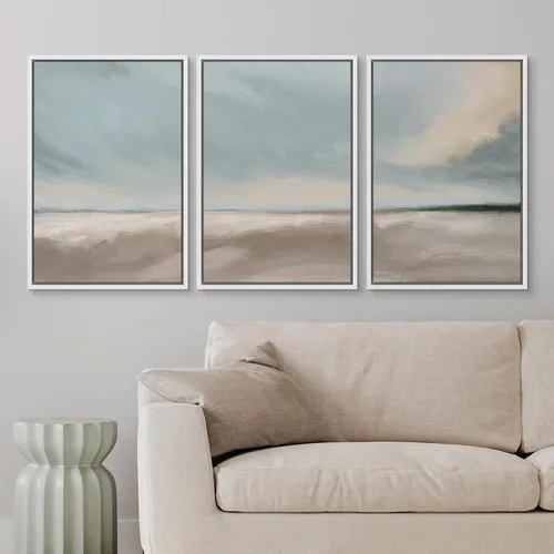 Vista 342 de wall26 Lienzo enmarcado para pared, juego de arte de acuarela pastel, paisaje rural, ilustraciones con formas abstractas, arte moderno, decorativo