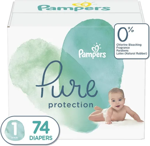 Vista 8 de Pañales para recién nacido/talla 1 (8-14 libras), 35 unidades – Pampers Pure Protection desechables para bebé, protección hipoalergénica y sin