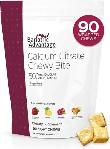 Vista 3 de Bariatric Advantage Chewable Advanced Multi EA sin hierro, frutas mixtas, 60 unidades y citrato de calcio masticables de 500 mg - Sabor de fruta