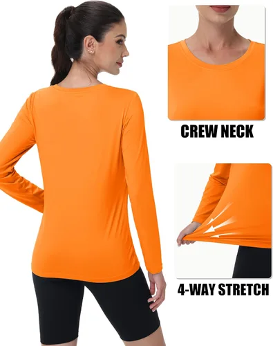 Vista 4 de MAGCOMSEN Camisetas de entrenamiento para mujer UPF 80+ de manga larga, camiseta atlética de secado rápido