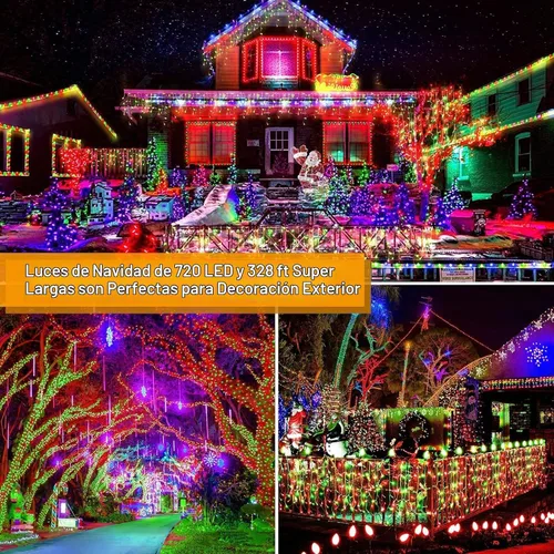 Vista 7 de Luces de Navidad de 200 pies con 500 luces LED para decoración al aire Rojo+Verde