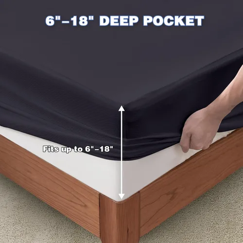 Vista 5 de Protector de colchón tamaño individual, funda de colchón impermeable con bolsillo profundo de 18 pulgadas, cubierta de cama estilo sábana bajera
