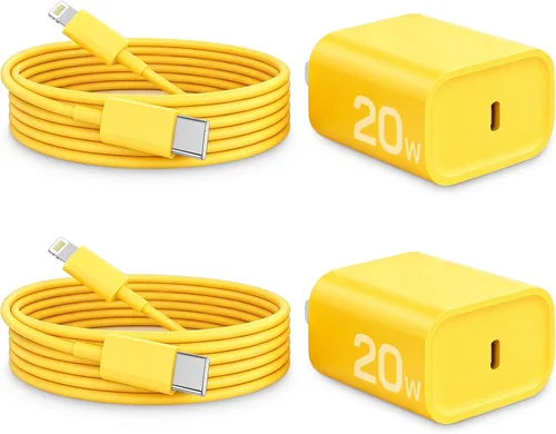 Vista 18 de CXX Cargador para iPhone de 20 W de carga rápida [certificado MFi, paquete de 2] bloque USB-C PD y cable de 6 pies compatible con iPhone Negro