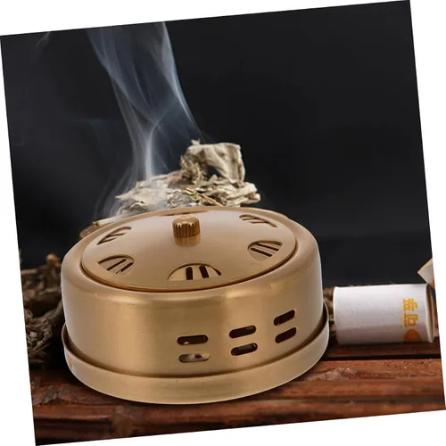 Vista 5 de Caja de masaje Moxa portátil de cobre puro Moxa Burner Case Moxibustión cubierta de tela anti-quemaduras diseño para aliviar el estrés