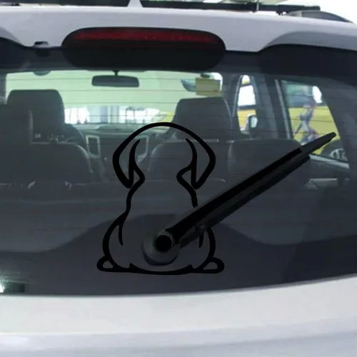 Vista 3 de 2 piezas de calcomanías para parabrisas de auto, divertidas pegatinas de cola de cachorro de dibujos animados, autoadhesivas, decoración de auto
