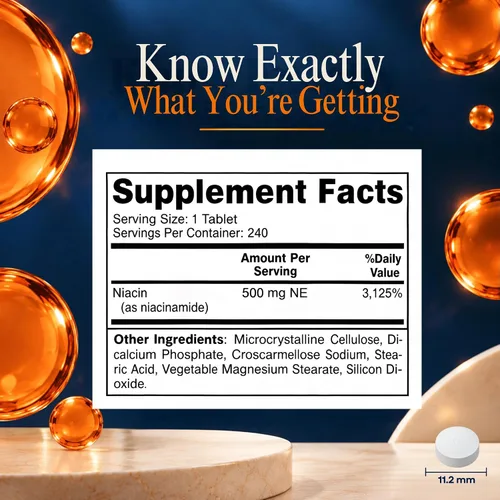Vista 2 de Vitamatic Niacinamida 500 mg 240 Tabletas - Vitamina B3 sin rubor - Apoya la producción de energía