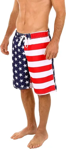 Vista 3 de UZZI Men's Patriotic USA American Flag Swim Trunks