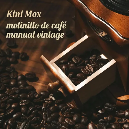 Vista 2 de Molinillo de café manual de madera vintage, molinillo de granos de café, molinillo de mano con rodillo, molinillo de café antiguo para hacer café
