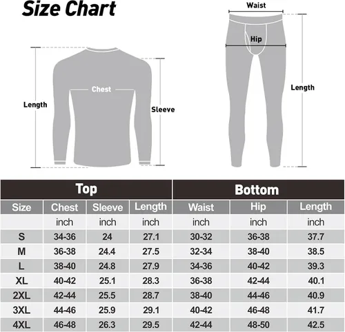 Vista 5 de SIMIYA Men's Thermal Underwear Set Long Sleeves Long Johns Set Base Layer Fleece Lined Tops & Bottoms