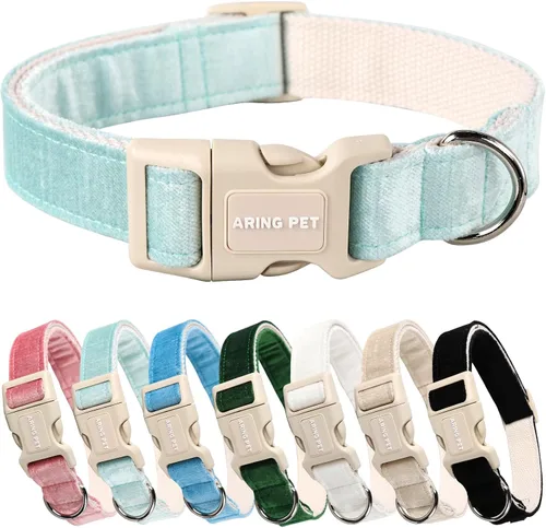 Vista 36 de Aring Pet Collar de algodón, ligero y ajustable, con hebilla de liberación rápida para perros pequeños, medianos y grandes, para cachorros, rosa