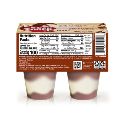 Vista 69 de Snack Pack Tazas de pudín con sabor a pastel de crema de plátano, 3.25 onzas, 4 unidades (paquete de 12)