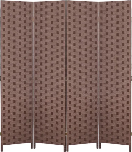 Vista 14 de PayLessHere Divisor de ambientes de malla de madera de 6 pies, tejido a mano, pantalla de división portátil plegable para interiores de 4 paneles