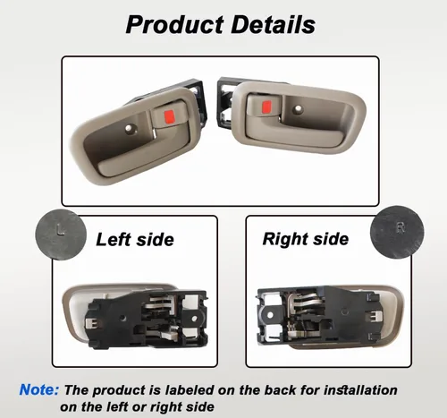 Vista 6 de AUCERAMIC Manijas de puerta interiores con bisel, 2 piezas aptas para Toyota Tundra 2000 2001 2002 2003 2004 2005 2006, repuesto para el lado