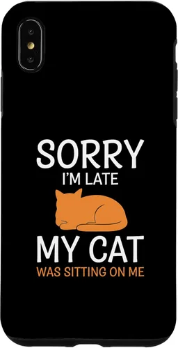 Vista 11 de Cat Funny Sorry I'm Late, My Cat was Sitting On Me Case for iPhone 16