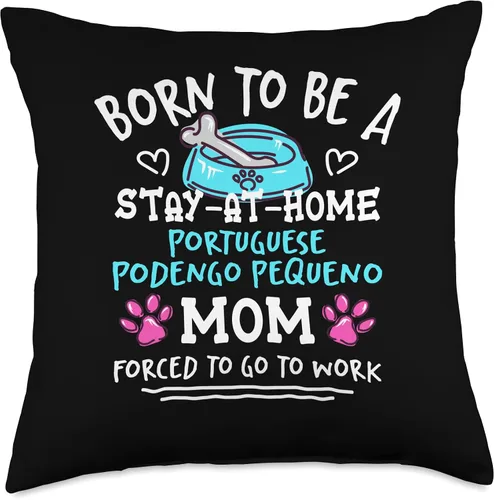 Vista 4 de Born To Be A Portuguese Podengo Pequeno Mom Funny Throw Pillow