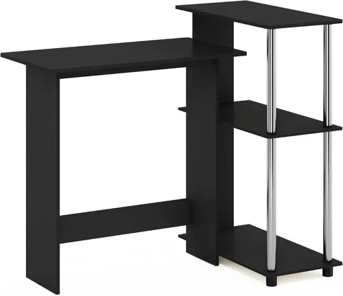 Vista 5 de Furinno Abbott - Escritorio esquinero para computadora con estantería, americano/cromado