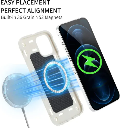 Vista 4 de MARKILL Funda magnética para iPhone 12 Pro Max de 6.7 pulgadas compatible con MagSafe, [PC duro + silicona suave 3 en 1] cuerpo completo, resistente