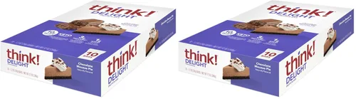 Vista 15 de think! Delight Barras de proteínas, bajas en carbohidratos, sin gluten, pastel de mousse de chocolate, 10 unidades (el embalaje puede variar)