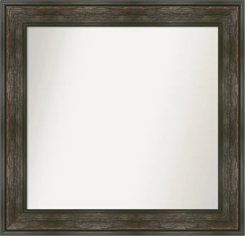Vista 120 de Amanti Art Espejo de baño marrón para sobre fregadero, 26 x 26 pulgadas, espejo de tocador cuadrado marrón rústico Alexandria, marco de madera