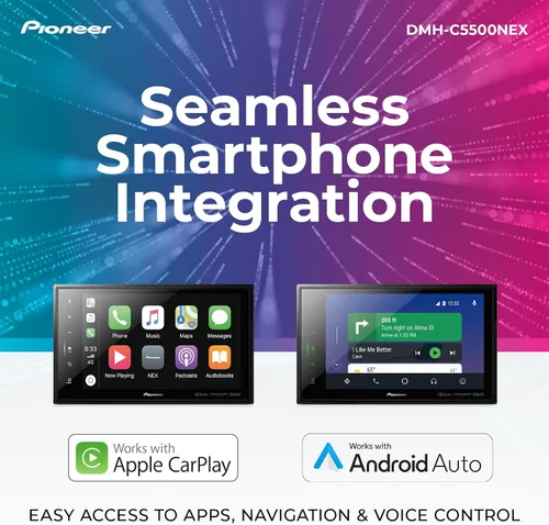 Vista 3 de Pioneer DMH-C5500NEX - Receptor multimedia digital de 8 pulgadas - Apple CarPlay con cable, Android Auto, Bluetooth incorporado y Amazon Alexa a