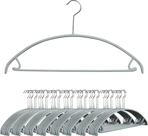 Vista 17 de MAWA Reston Lloyd Euro Series - Percha antideslizante con barra y ganchos para pantalones y faldas, estilo 42/U, juego de 2, color negro
