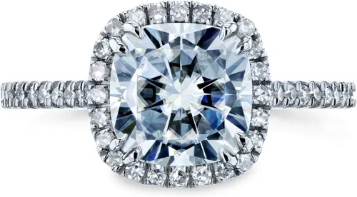 Vista 2 de Kobelli Cushion Moissanite Halo Anillo de compromiso 2 14 CTW Oro blanco de 14 k
