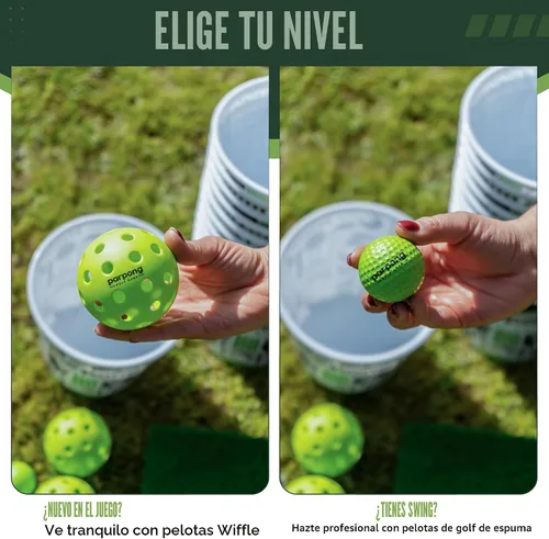 Vista 4 de VULCANO SPORTS Par Pong Juego de Golf de Astillado para Patio Trasero – Juego de Golf al Aire Libre con 12 Cubos, 2 Alfombrillas de Golpeo y Pelotas