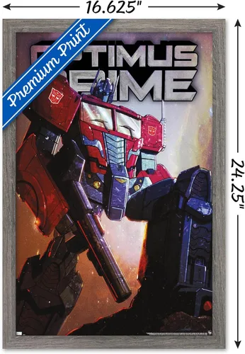 Vista 3 de Trends International Hasbro Transformers - Póster de pared Optimus Prime, 14.725 x 22.375 pulgadas, versión enmarcada de madera de granero