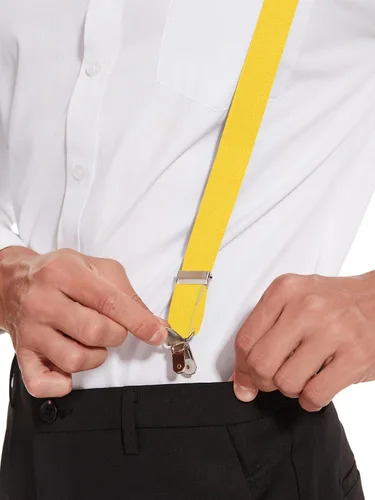 Vista 42 de habibee Color sólido para hombre en forma de Y con clips fuertes tirantes ajustables