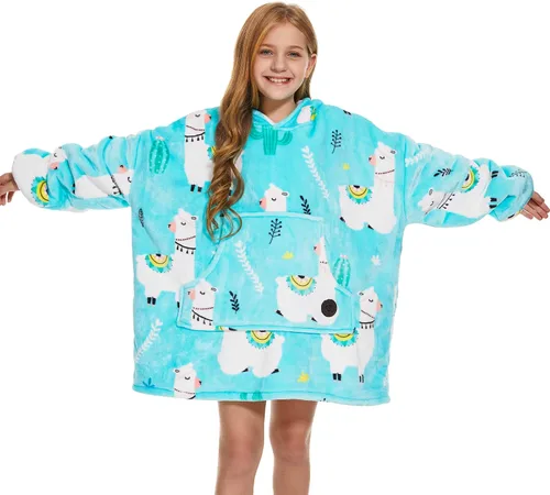 Vista 70 de THREE POODLE - Manta con capucha portátil para mujeres, sudadera con capucha de sherpa de gran tamaño para adultos hombres, mantas con capucha