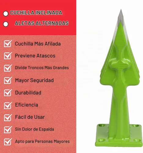 Vista 5 de SPEED FORCE Divisor de madera manual para leña, divisor de troncos portátil, cabeza de punta de cuña, sin hacha, 3 pulgadas, verde con cubierta 3.0