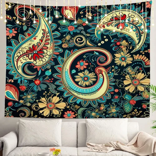 Vista 56 de Shrahala Modern Abstract Artwork Wall Tapestry, Orange Black Beige Wall Hanging Large Tapestry Decoration Polyester Fiber White Hem Around for Dorm