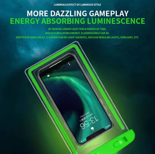 Vista 2 de Funda impermeable para teléfono con cuerda para colgar, funda universal para teléfonos inteligentes, doble sellado, pantalla táctil transparente