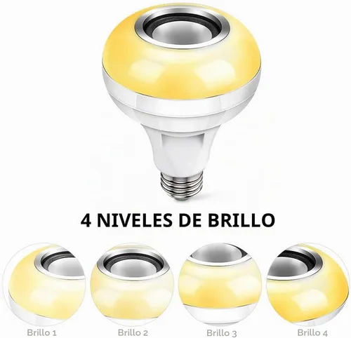 Vista 3 de eecoo Bombilla LED inteligente, altavoz de bombilla Bluetooth con regulable, RGB multicolor, audio y música, funciones estéreo, control remoto