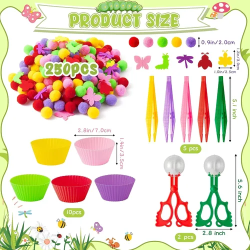 Vista 2 de EZdhuawuse Summer Insects - Juguetes sensoriales de relleno de cubo – Regalo de fiesta de verano, 268 piezas, clasificación, clasificación, juego