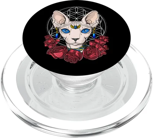 Vista 7 de Sphynx - Agarre y soporte para teléfonos y tabletas, diseño de flor de la vida, Negro
