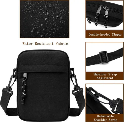 Vista 3 de Bolsos cruzados pequeños, bolsa de hombro de nailon para mujeres, hombres, bolsas de mensajero de viaje para teléfono, monedero pequeño