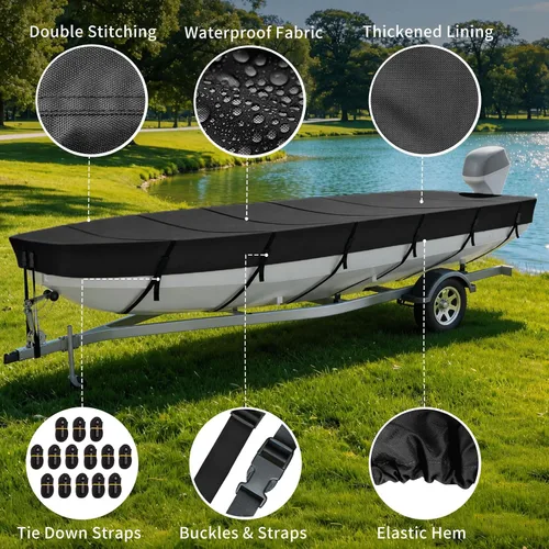 Vista 8 de VINPATIO Jon - Funda para barco de 10 a 12 pies, 5 capas 1200D tela Oxford