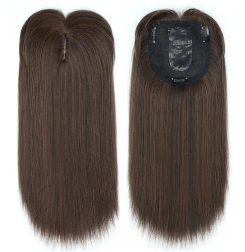 Vista 3 de LXUE Peluca recta de 14 pulgadas con clip para cabello fino, sintético, color negro
