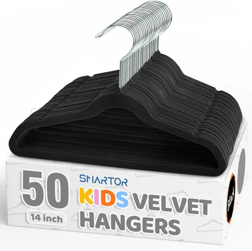 Vista 11 de Smartor Premium 11 Inch Baby Hangers 50 Pack, Kids Velvet Hanger, Non Slip