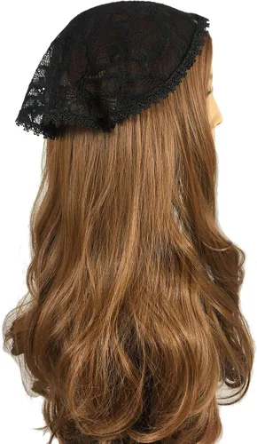 Vista 3 de PAMOR Capilla Cap Velo Floral Encaje Mantilla Inspirado Círculo Cabeza Redonda Cubierta