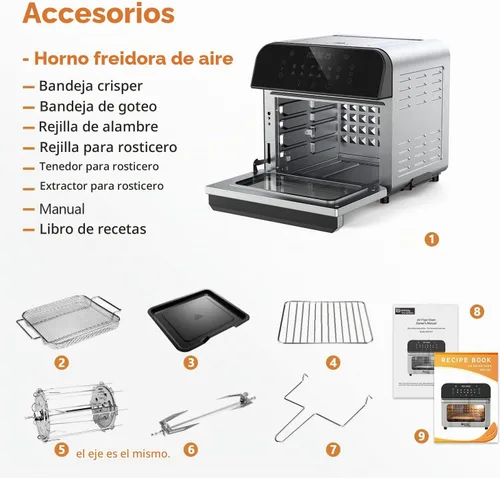 Vista 6 de WHALL Freidora de aire, horno freidora de aire de 5.5 cuartos de galón con pantalla táctil digital LED, funciones de cocción 12 en 1, cesta apta