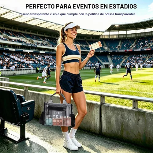 Vista 2 de Bolsa transparente para eventos de estadio, bolso transparente Negro