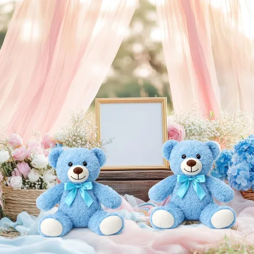 Vista 7 de Civaner Paquete de 4 osos de peluche de 14 pulgadas, lindos osos suaves, regalos a granel para mujeres, mejores amigas y novias (azul)