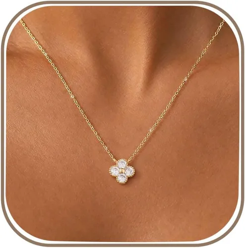 Vista 11 de Delicados collares de oro con trébol para mujer, a la moda, no se deslustra Colver 3