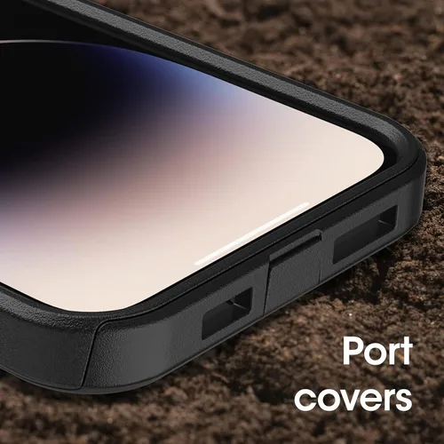 Vista 6 de OtterBox Funda para iPhone 14 Pro Max Commuter Series, negra, delgada y resistente, apta para bolsillo, con protección de puerto