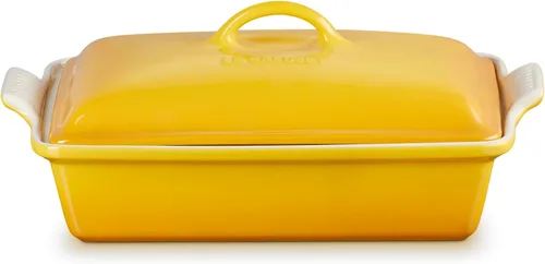 Vista 10 de Le Creuset - Cacerola rectangular cubierta de gres Heritage, 4 cuartos de galón (12" x 9"), alcachofa Artichaut